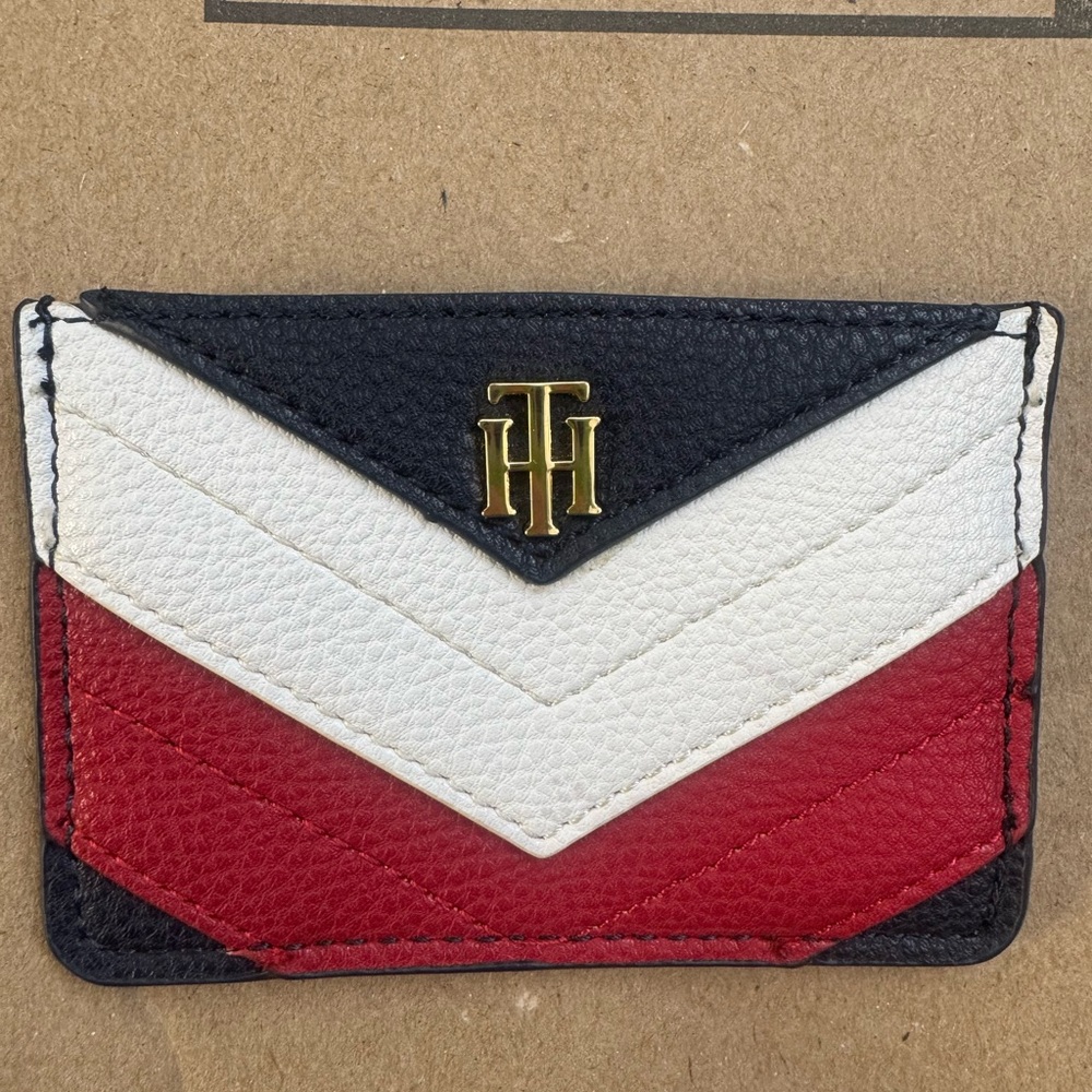 Tommy Hilfiger Navy Card Holder with Gold Logo